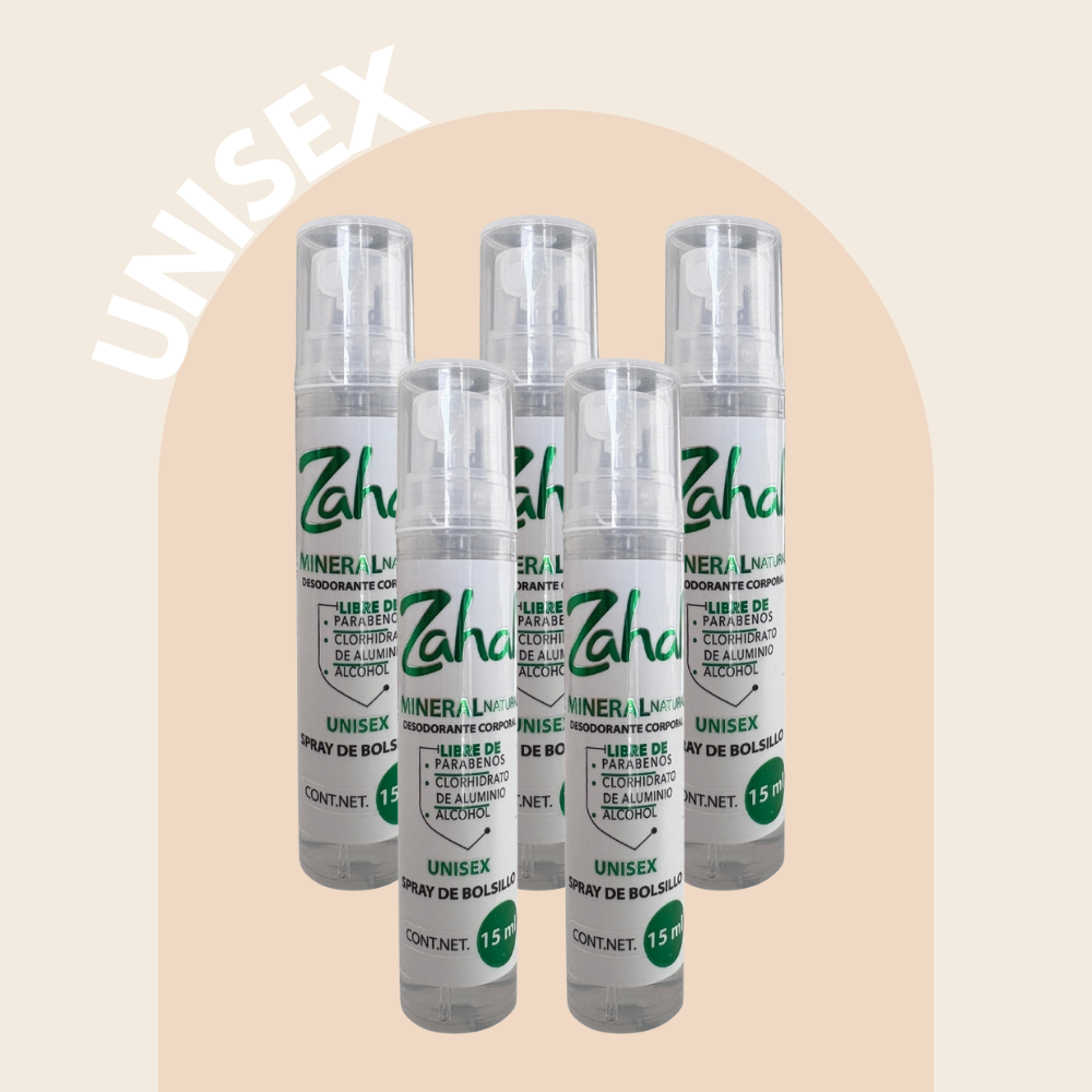 Desodorante Natural en Spray ZAHAL 15 ml – Unisex, con Piedra de Alumbre– Sin Clorhidrato de Aluminio, Sin Parabenos, Sin Alcohol, Sin Aroma, Vegano, Orgánico, No Mancha, pH Neutro