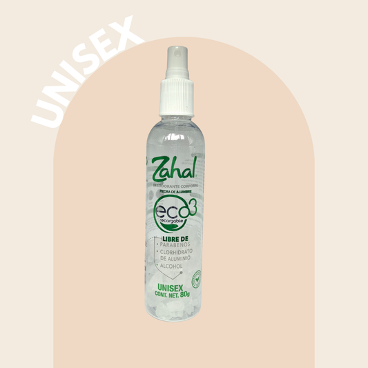 Desodorante Natural Eco Recargable ZAHAL 80 g con Piedra de Alumbre Para todo el cuerpo, Unisex, – Sin Clorhidrato de Aluminio, Sin Parabenos, Sin Alcohol, Sin Aroma, Vegano, Orgánico, No Mancha, pH Neutro