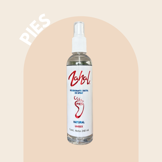 Desodorantes para pies Natural con Piedra de Alumbre en Spray para pies ZAHAL 240 ml,Sin Alcohol, Sin Aroma, Vegano, Orgánico, No Mancha la piel , ph neutro