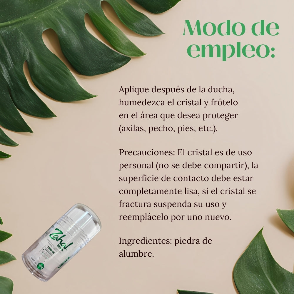 Desodorante Natural de Piedra de Alumbre ZAHAL 120 g Unisex – Sin Clorhidrato de Aluminio, Sin Parabenos, Sin Alcohol, Sin Aroma, Vegano, Orgánico, No Mancha la piel ni la ropa, pH Neutro