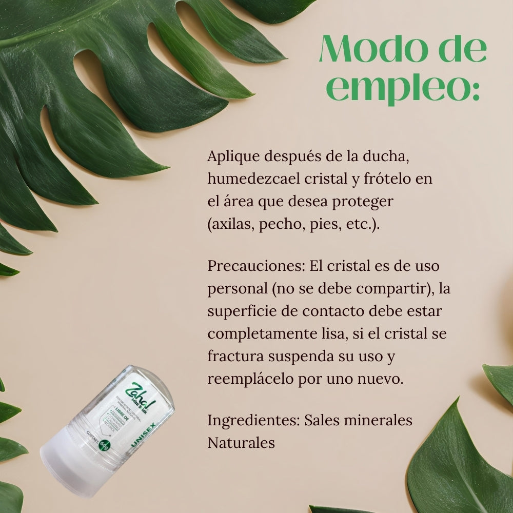 Desodorante Natural de Piedra de Alumbre ZAHAL 60 g Unisex – Sin Clorhidrato de Aluminio, Sin Parabenos, Sin Alcohol, Sin Aroma, Vegano, Orgánico, No Mancha la piel ni la ropa, pH Neutro