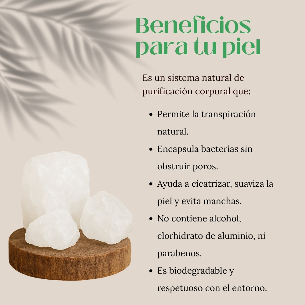 Desodorante Natural en Stick Piedra de Alumbre en corcho ZAHAL 60 g Unisex – Sin Clorhidrato de Aluminio, Sin Parabenos, Sin Alcohol, Sin Aroma, Vegano, Orgánico, No Mancha la piel ni la ropa, pH Neutro