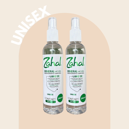 Desodorante Natural de Piedra de Alumbre ZAHAL Spray Corporal Unisex 240 ml – Sin Clorhidrato de Aluminio, Sin Alcohol, Sin Fragancia, Sin Parabenos – Vegano, Orgánico, No Tóxico, pH Neutro