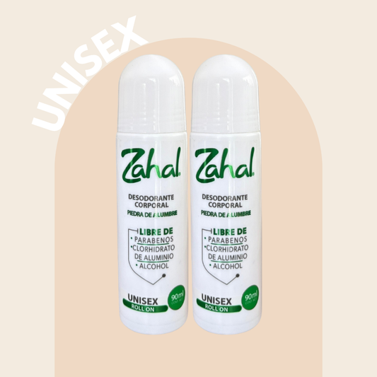 Desodorante Natural de Piedra de Alumbre ZAHAL Roll On Unisex 90 ml – Sin Clorhidrato de Aluminio, Sin Alcohol, Sin Fragancia, Sin Parabenos – Con Aloe Vera – Vegano, Orgánico, No Tóxico, pH Neutro