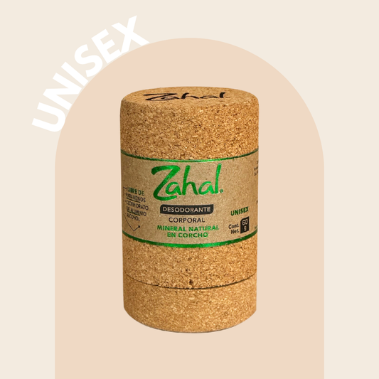 Desodorante Natural en Stick Piedra de Alumbre en corcho ZAHAL 60 g  Unisex – Sin Clorhidrato de Aluminio, Sin Parabenos, Sin Alcohol, Sin Aroma, Vegano, Orgánico, No Mancha la piel ni la ropa, pH Neutro