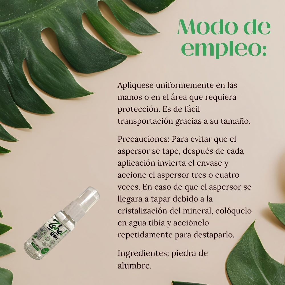 Limpiador de manos Natural con Piedra de Alumbre ZAHAL 30 ml,Sin Alcohol, Sin Aroma, Vegano, Orgánico, No Mancha la piel , ph neutro