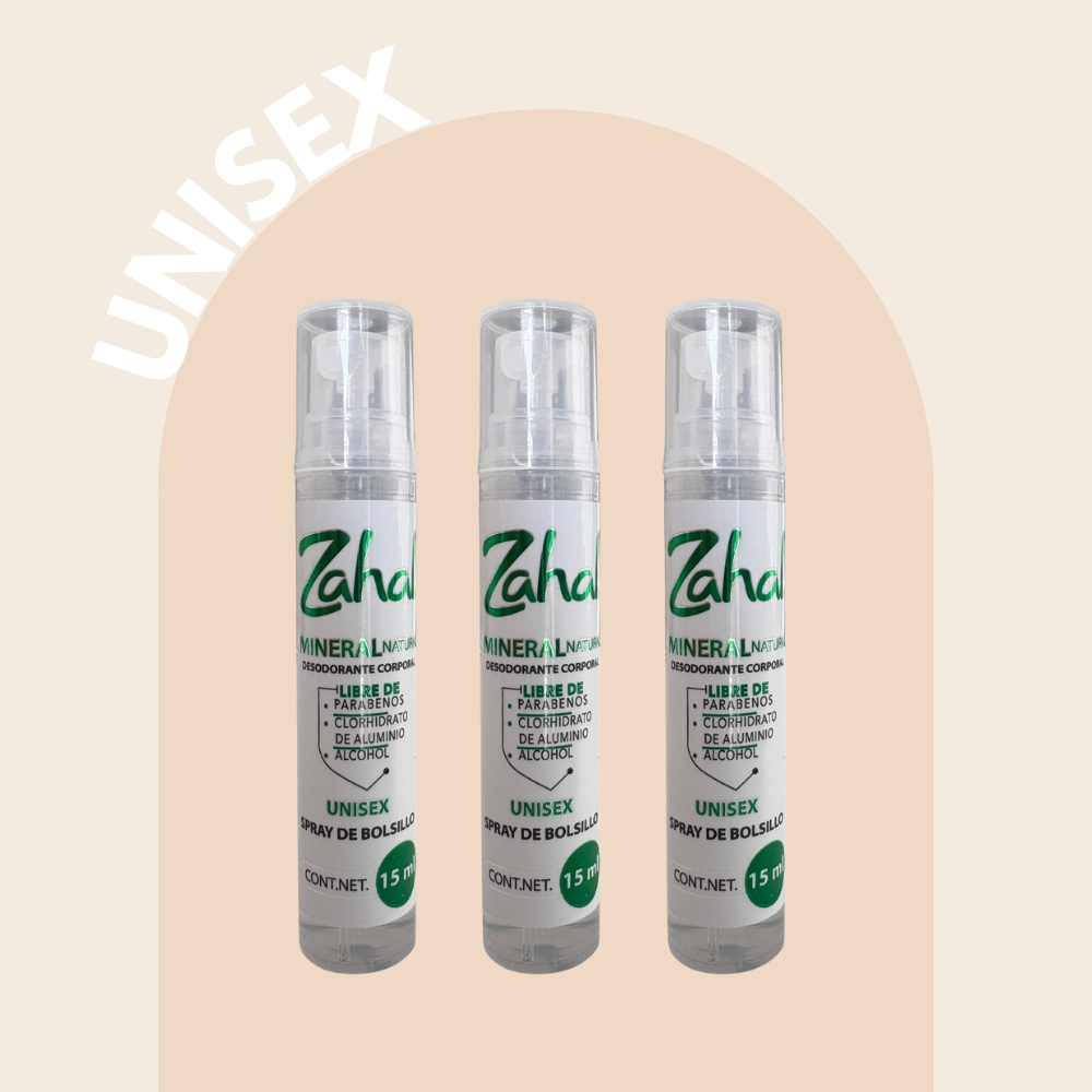 Desodorante Natural en Spray ZAHAL 15 ml – Unisex, con Piedra de Alumbre– Sin Clorhidrato de Aluminio, Sin Parabenos, Sin Alcohol, Sin Aroma, Vegano, Orgánico, No Mancha, pH Neutro