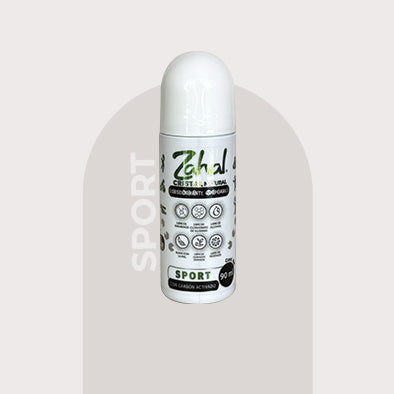 Desodorante Natural de piedra de alumbre Roll On, Sport con Carbón Activado 90 ml